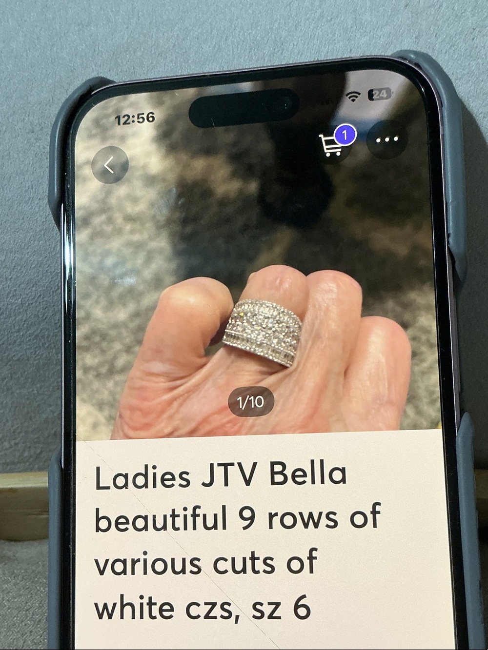 JTV Multi-Row White CZ Statement Ring, sz 6